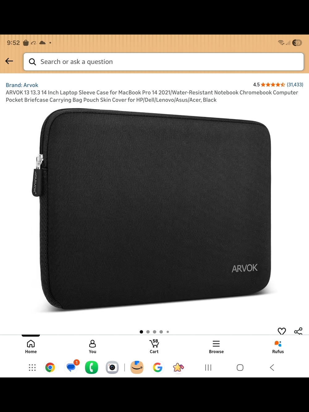 Black 13-14" Laptop Sleeve – Water-Resistant Protective Case